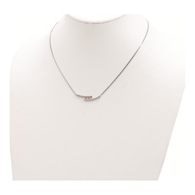 Rose Gold-Plated Sterling Silver 1/20 ct tw Diamond Bar Necklace – view 4
