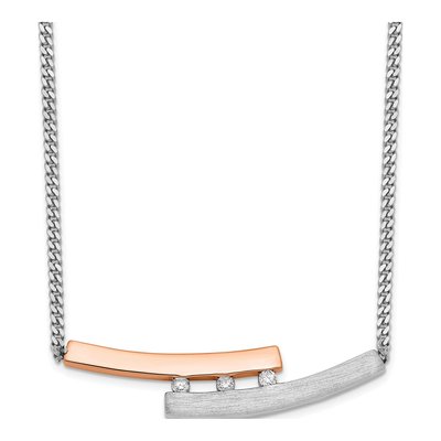 Rose Gold-Plated Sterling Silver 1/20 ct tw Diamond Bar Necklace