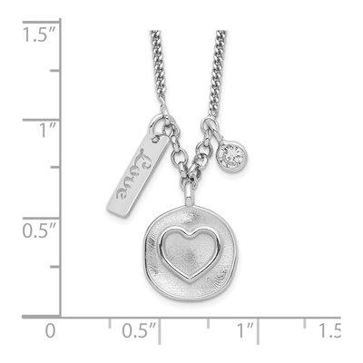 Sterling Silver CZ Heart Pendant Necklace – view 3
