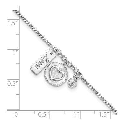 Sterling Silver CZ Heart Love Bracelet – view 3