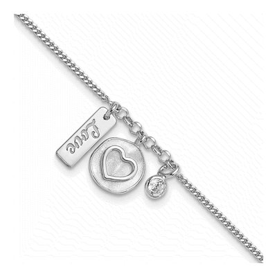 Sterling Silver CZ Heart Love Bracelet