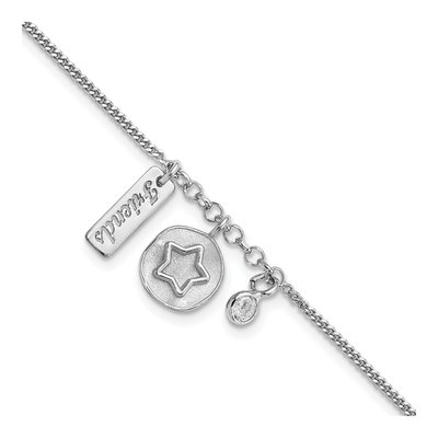 Sterling Silver CZ Star Friends Station Bracelet