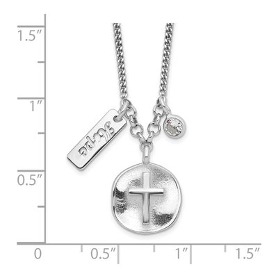 Sterling Silver CZ Cross Hope Necklace – view 3