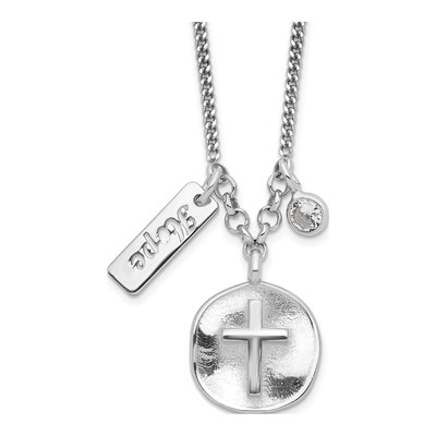 Sterling Silver CZ Cross Hope Necklace