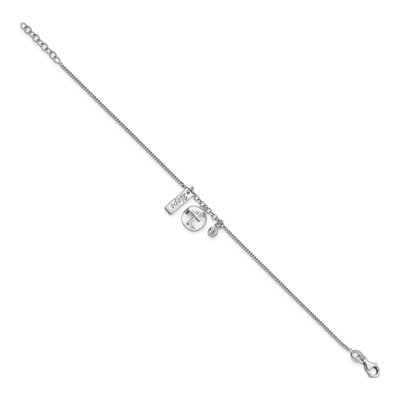Sterling Silver Cross Hope CZ Bracelet, 7.5in – view 3