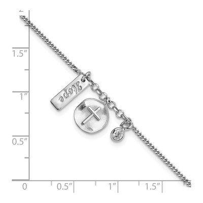 Sterling Silver Cross Hope CZ Bracelet, 7.5in – view 4