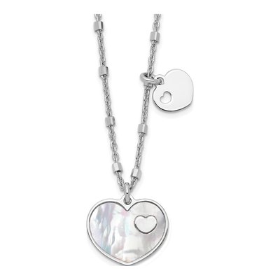 Sterling Silver Mother of Pearl Heart Pendant Necklace