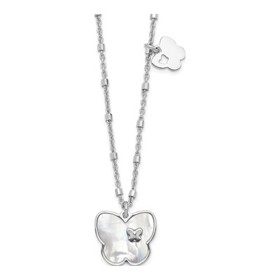 Sterling Silver Mother of Pearl Butterfly Necklace