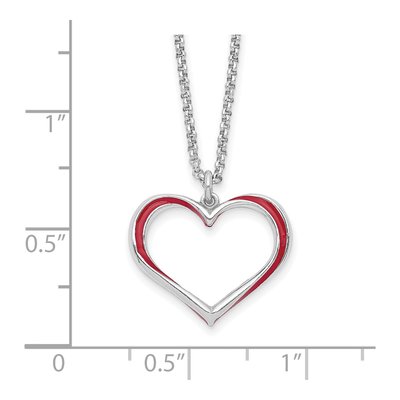 Sterling Silver Red Enamel Heart Pendant Necklace – view 3