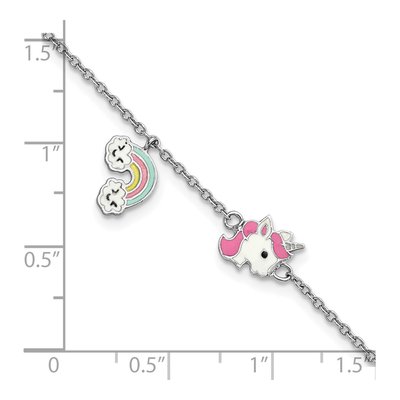 Sterling Silver Girls' Unicorn Rainbow Bracelet – view 3