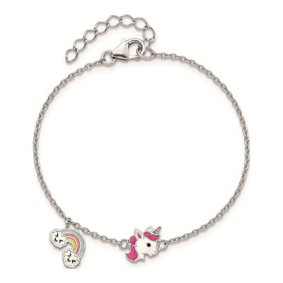 Sterling Silver Girls' Unicorn Rainbow Bracelet – view 4