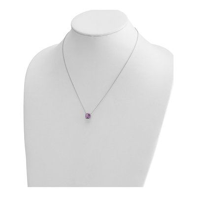 Sterling Silver Amethyst Square Necklace – view 4
