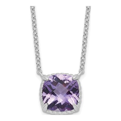 Sterling Silver Amethyst Square Necklace