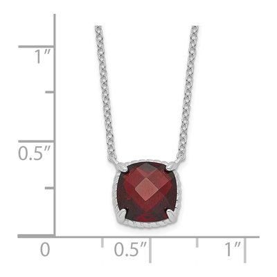 Sterling Silver Garnet Square Necklace – view 3
