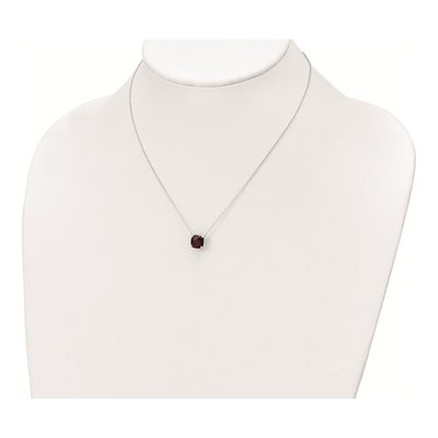 Sterling Silver Garnet Square Necklace – view 4