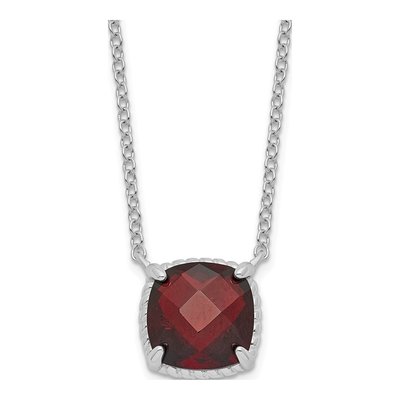 Sterling Silver Garnet Square Necklace