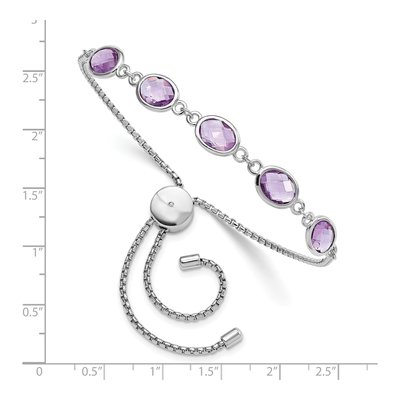 Sterling Silver Amethyst & CZ Adjustable Bracelet – view 3