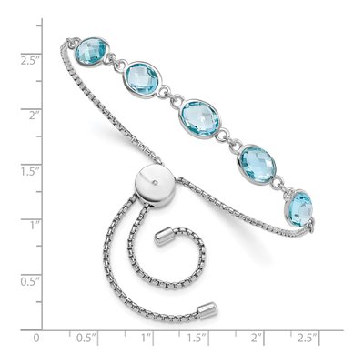 Sterling Silver Swiss Blue Topaz Adjustable Bracelet – view 3