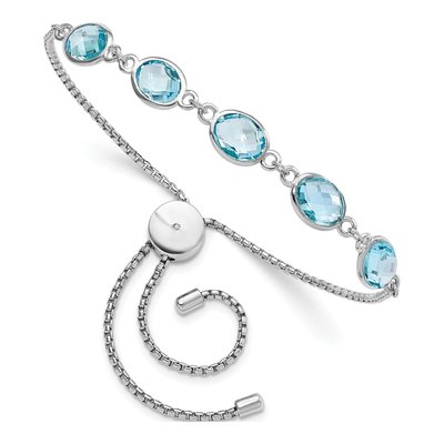 Sterling Silver Swiss Blue Topaz Adjustable Bracelet