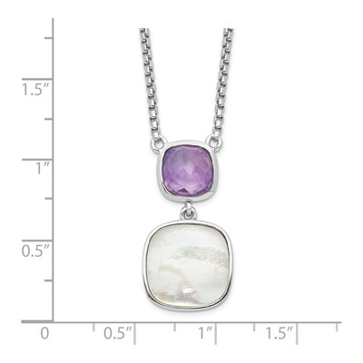 Sterling Silver Amethyst & MOP Necklace, 16in +2in – view 3