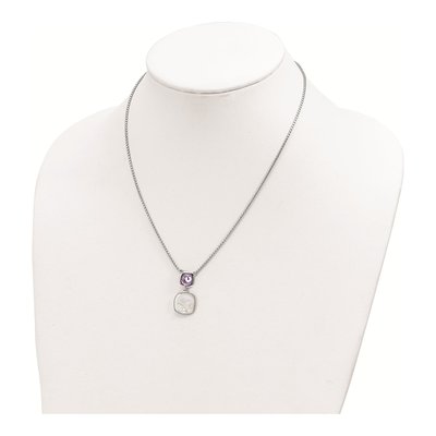 Sterling Silver Amethyst & MOP Necklace, 16in +2in – view 4
