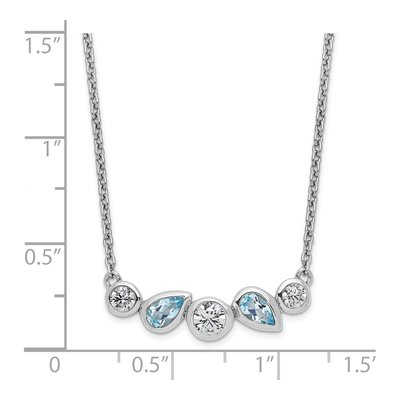 Sterling Silver Sky Blue Topaz & CZ Rh-Plate Necklace – view 3