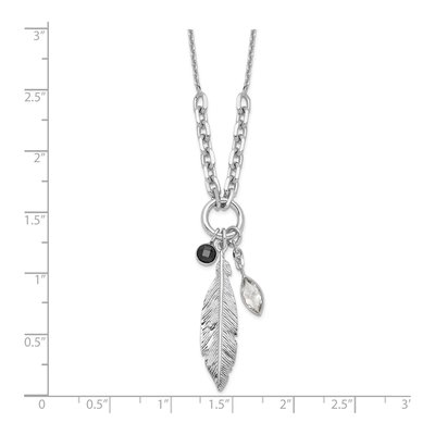 Sterling Silver CZ Feather Necklace – view 3