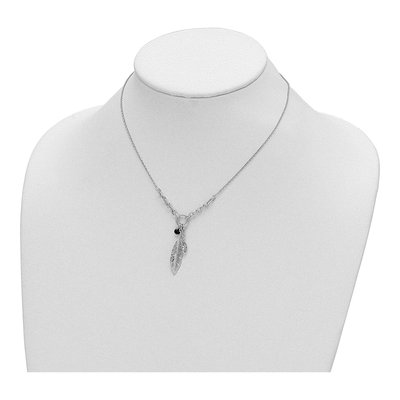 Sterling Silver CZ Feather Necklace – view 4