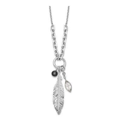 Sterling Silver CZ Feather Necklace