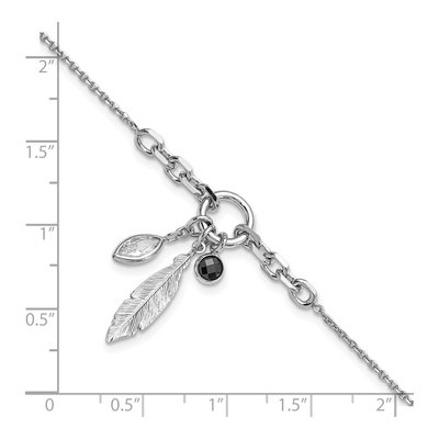 Sterling Silver CZ Feather Bracelet – view 2