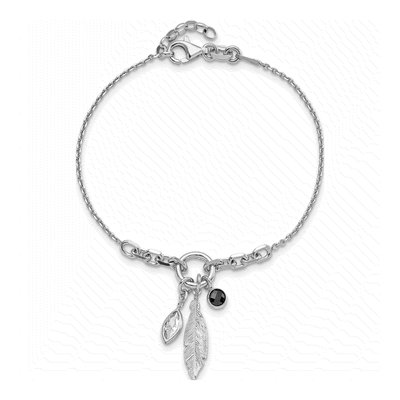Sterling Silver CZ Feather Bracelet – view 3