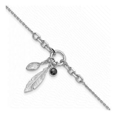 Sterling Silver CZ Feather Bracelet