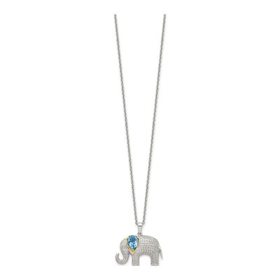 Sterling Silver & 14K Gold Sky Blue Topaz Elephant Necklace – view 3
