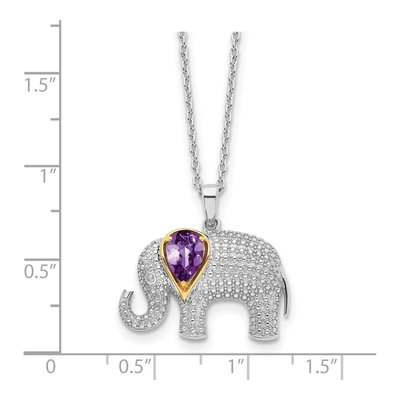 Sterling Silver Amethyst & Diamond Elephant Necklace – view 4