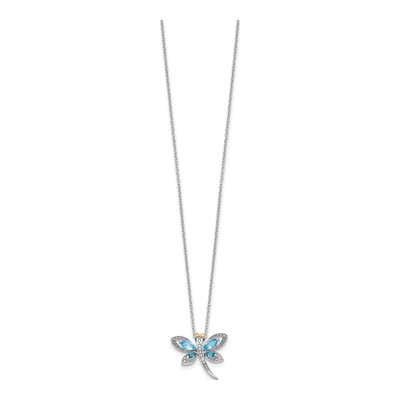 Sterling Silver Blue Topaz Dragonfly Necklace – view 3