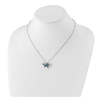 Sterling Silver Blue Topaz Dragonfly Necklace – view 4