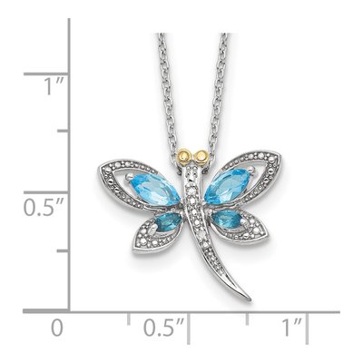 Sterling Silver Blue Topaz Dragonfly Necklace – view 5
