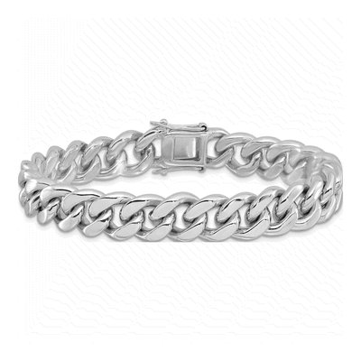 Men's Sterling Silver 12.4mm Curb Chain Bracelet – view 3