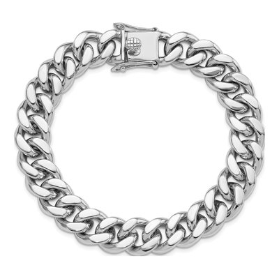 Men's Sterling Silver 12.4mm Curb Chain Bracelet – view 4