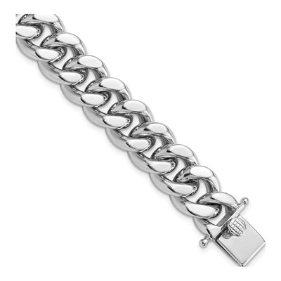 Men's Sterling Silver 15.5mm Curb Chain Bracelet