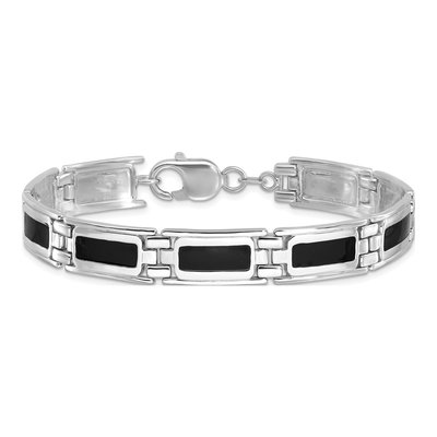 Sterling Silver Black Enamel Link Bracelet – view 4