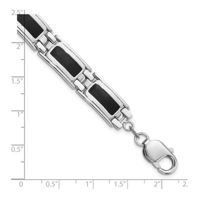 Sterling Silver Black Enamel Link Bracelet – view 5