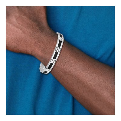 Sterling Silver Black Enamel Link Bracelet – view 6