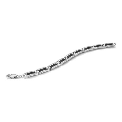 Sterling Silver Black Enamel Link Bracelet – view 7