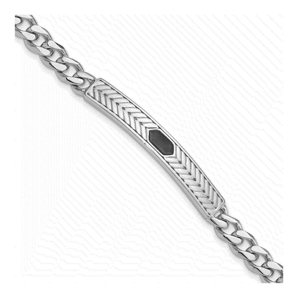 Men's Sterling Silver Enameled Bar Bracelet, 8in