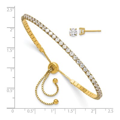Sterling Silver CZ Bracelet & Stud Earring Set – view 6