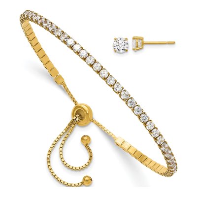 Sterling Silver CZ Bracelet & Stud Earring Set