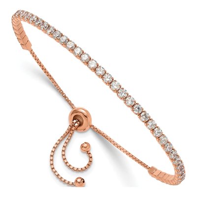 Sterling Silver Rose-Tone CZ Bracelet & Earring Set – view 4