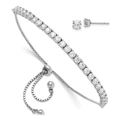 Sterling Silver CZ Bracelet & Earring Set