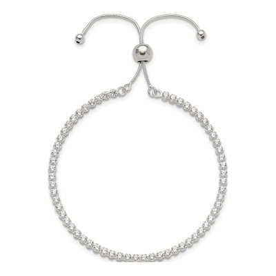 Sterling Silver CZ Adjustable Snake Bracelet – view 2